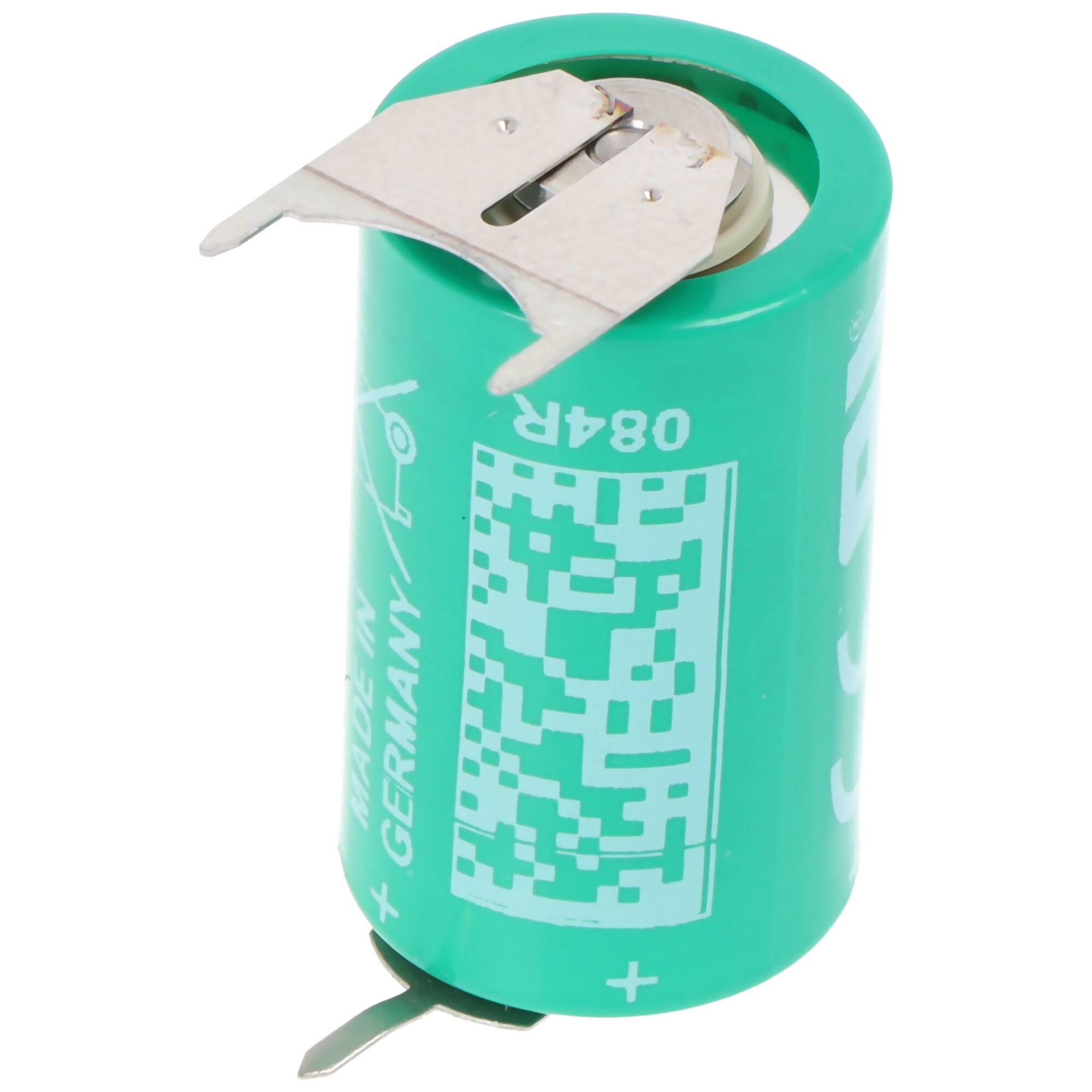 Varta CR1/2AA Lithium Batterie 6127 mit 3er Print Lötfahne, Pluskontakt 1er, Minus 2er, Rastermaß 10mm