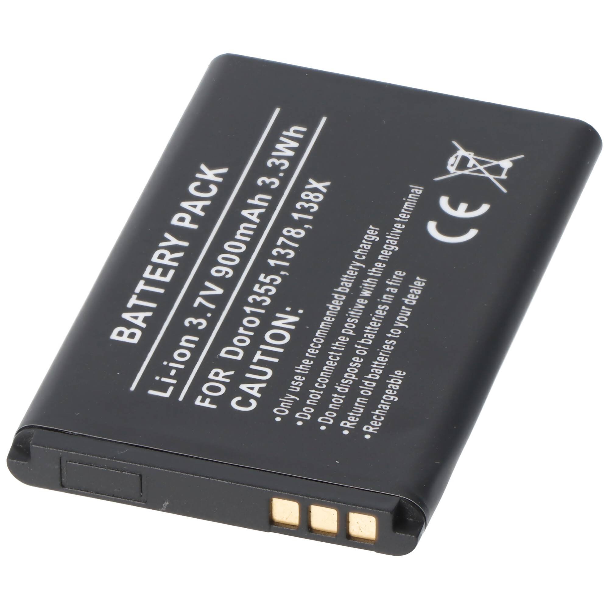 Akku passend für Doro 1355, 1378, 138X, Li-ion, 3,7V, 900mAh, 3,3Wh