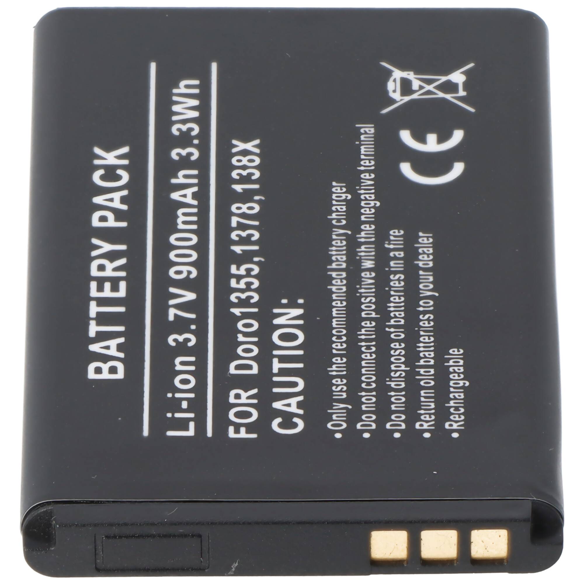 Akku passend für Doro 1355, 1378, 138X, Li-ion, 3,7V, 900mAh, 3,3Wh
