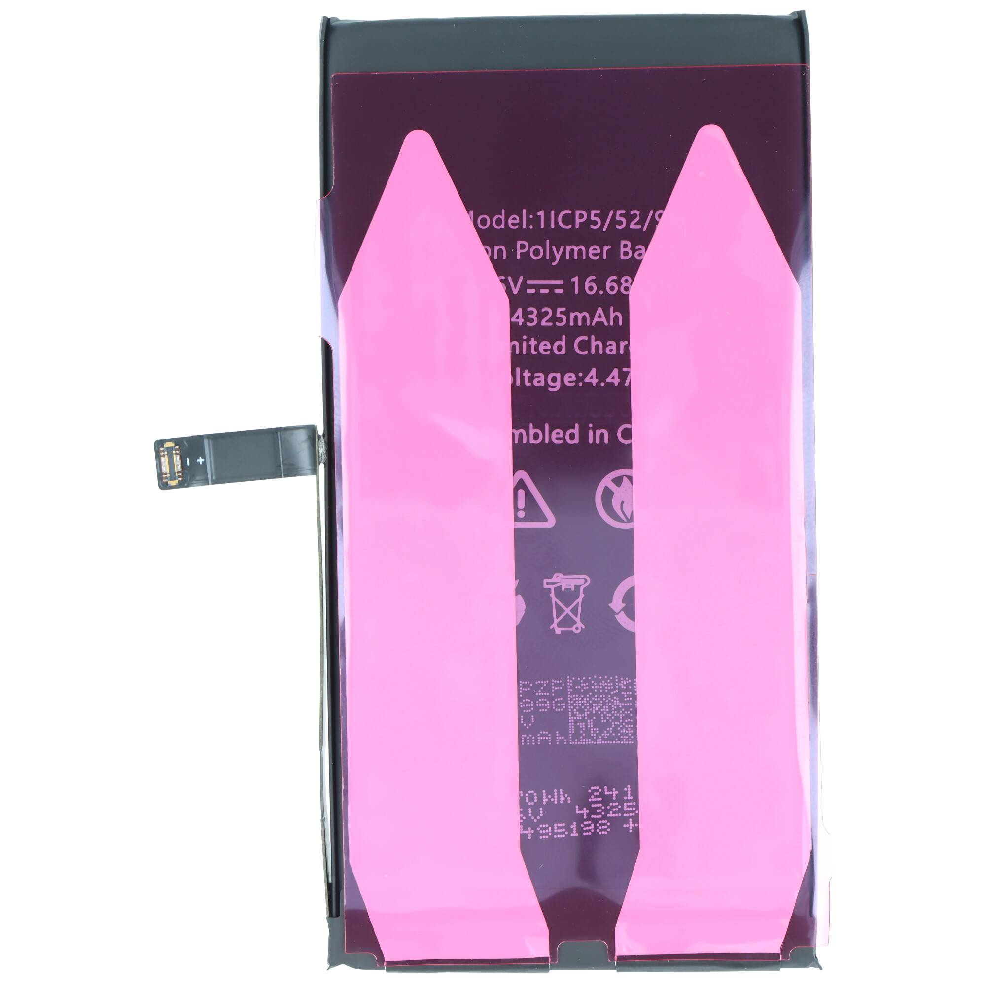 „Modell: 1ICP5/52/92 Akku Li-Ionen-Polymer 16,68Wh 3,82V 4380mAh In China montiert