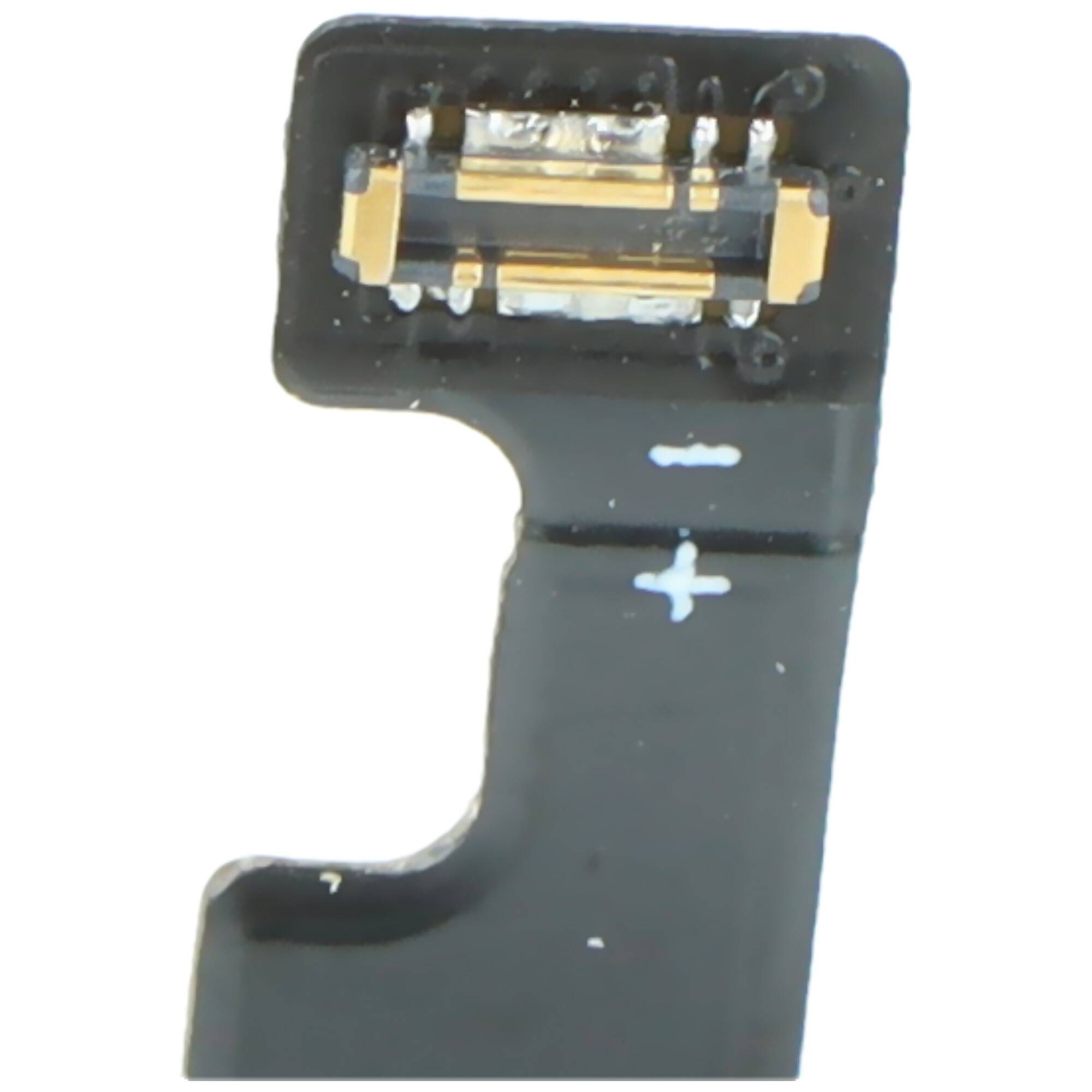 Ein Nahaufnahmebild einer elektronischen Komponente mit einem „+