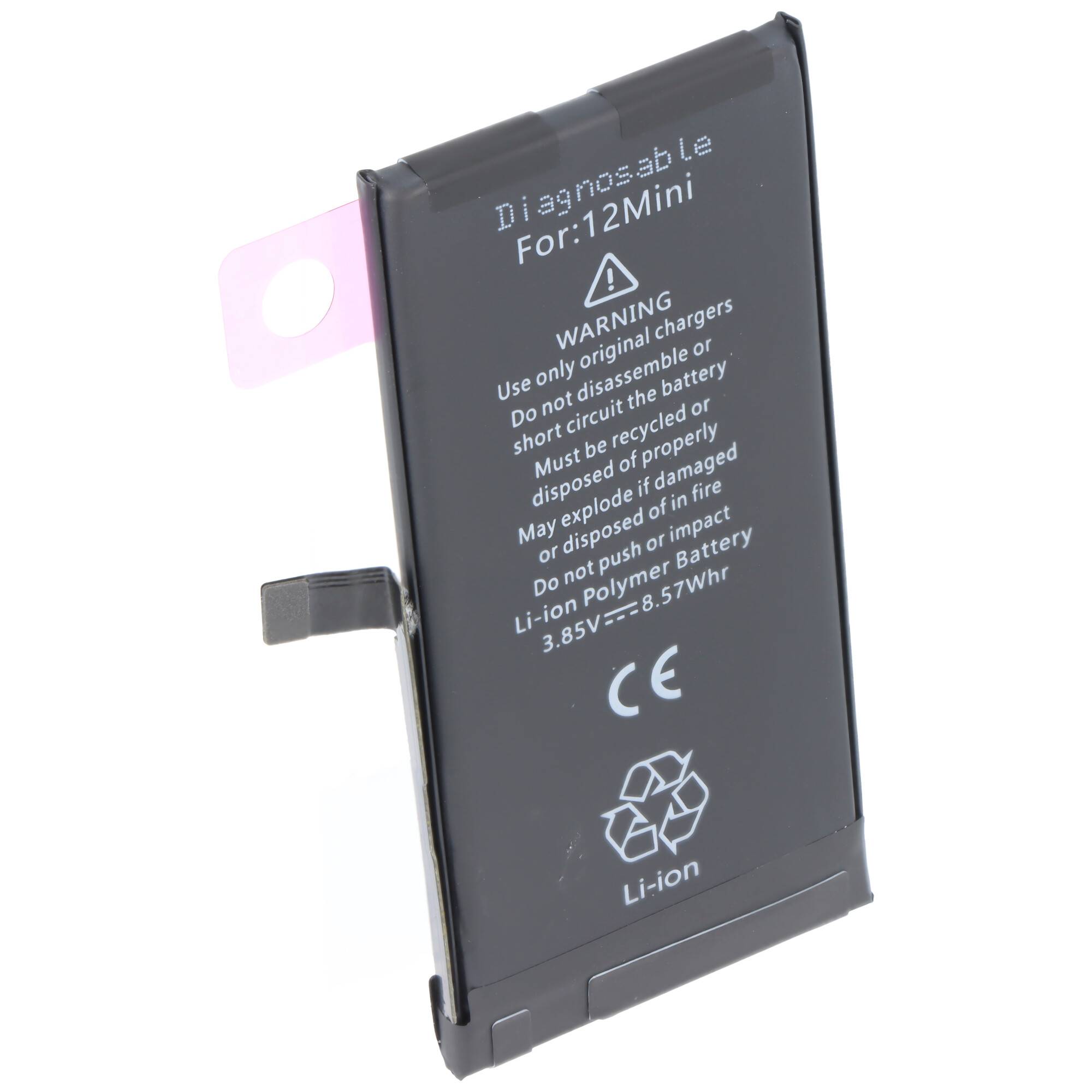 Lithium-Ionen-Batterie mit Etikett „Diagnosab Le for:12Mini
