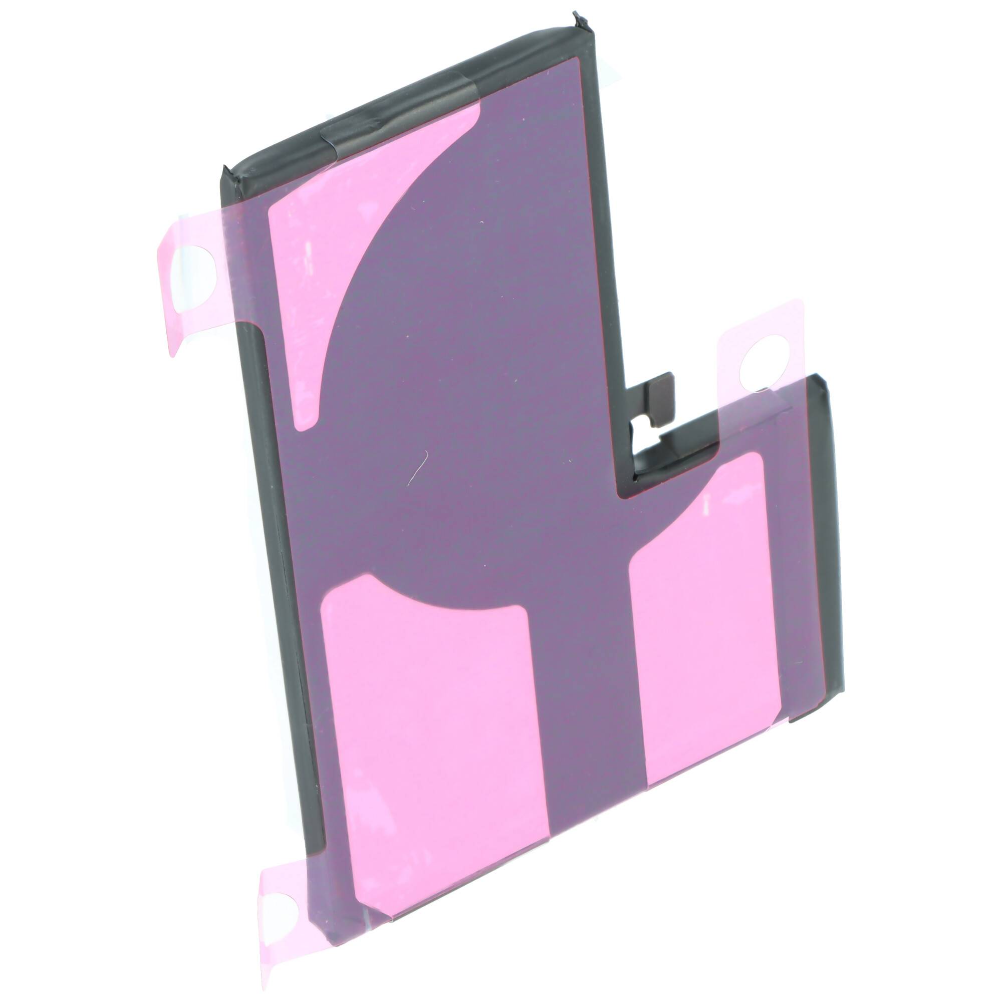 Ein violettes iPhone-Batterie-Klebeband mit rosa Abzugslaschen ist dazu konzipiert, den Akku am Telefon zu befestigen, um ihn leicht zu entfernen.
