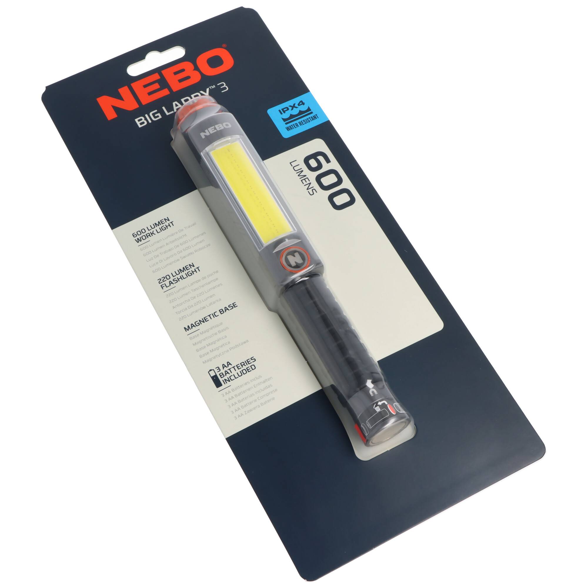 NEBO BIG LARRY 3, NEB-FLT-1041-G LED Arbeitsleuchte, mit Magnetfuß, stoßfest und wasserabweisend (IPX4)