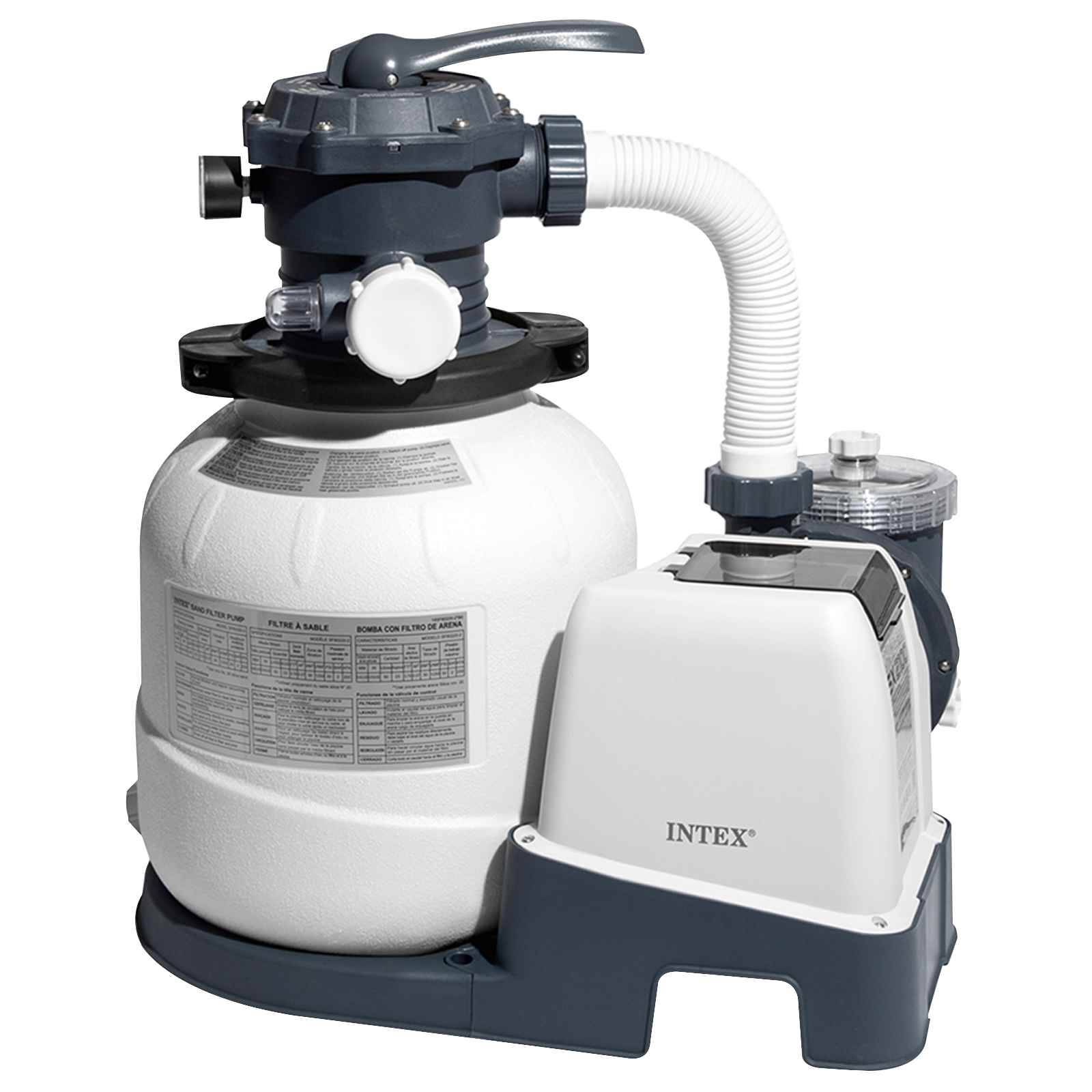 INTEX Sandfilterpoolpumpe für oberirdisch Weiß und Schwarz PVC