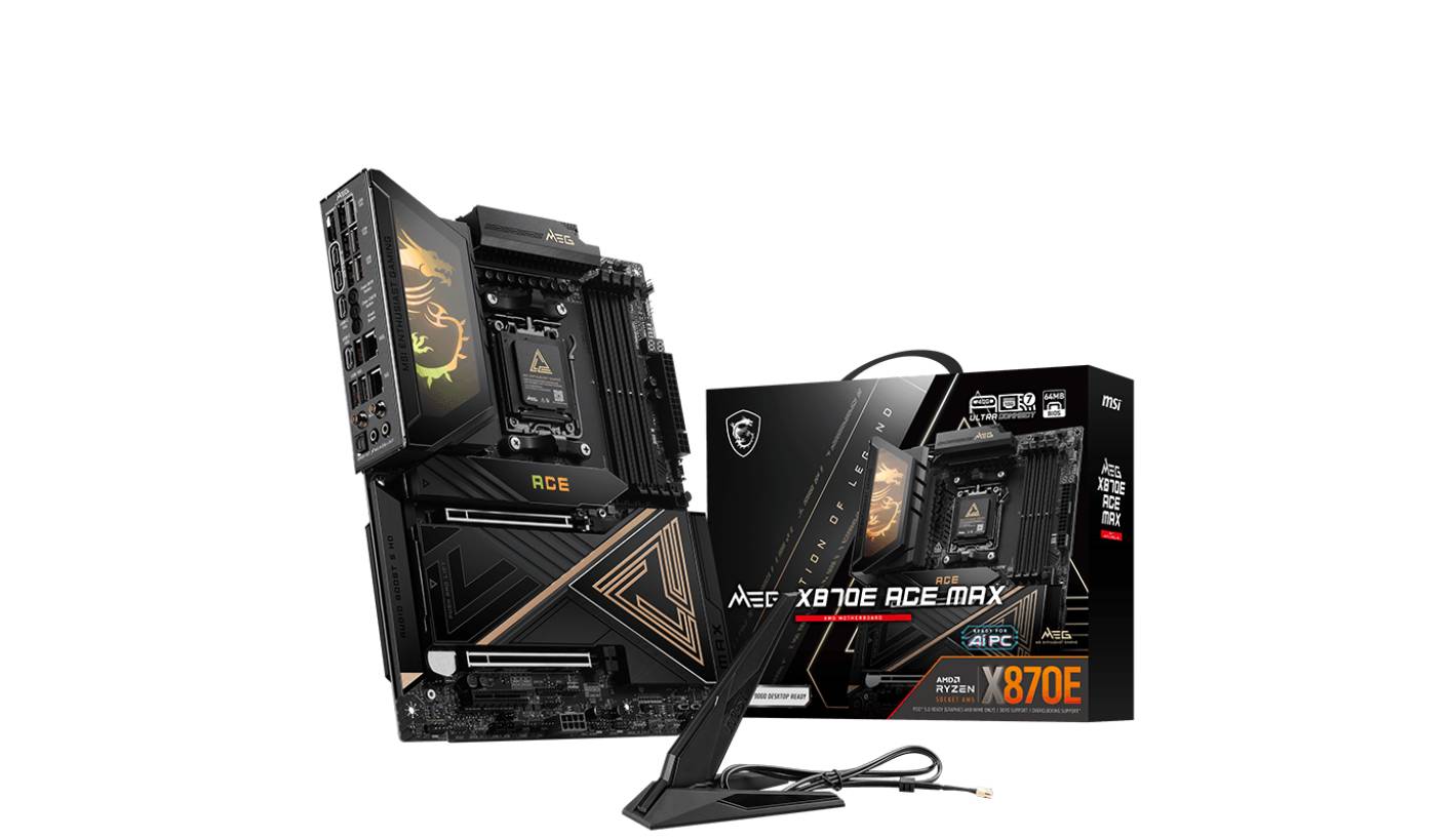 MSI MEG X870E ACE MAX, AMD, Sockel AM5, AMD Ryzen 7000 Series, AMD Ryzen 8000 Series, AMD Ryzen 9000 Series, Sockel AM5, DDR5-SDRAM, 256 GB