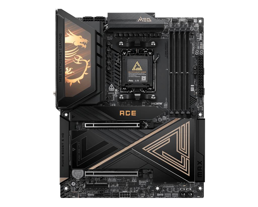 MSI MEG X870E ACE MAX, AMD, Sockel AM5, AMD Ryzen 7000 Series, AMD Ryzen 8000 Series, AMD Ryzen 9000 Series, Sockel AM5, DDR5-SDRAM, 256 GB
