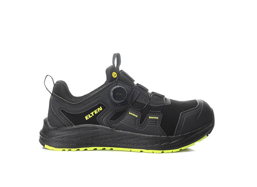 Schwarzer und neongrüner Sportschuh mit 
