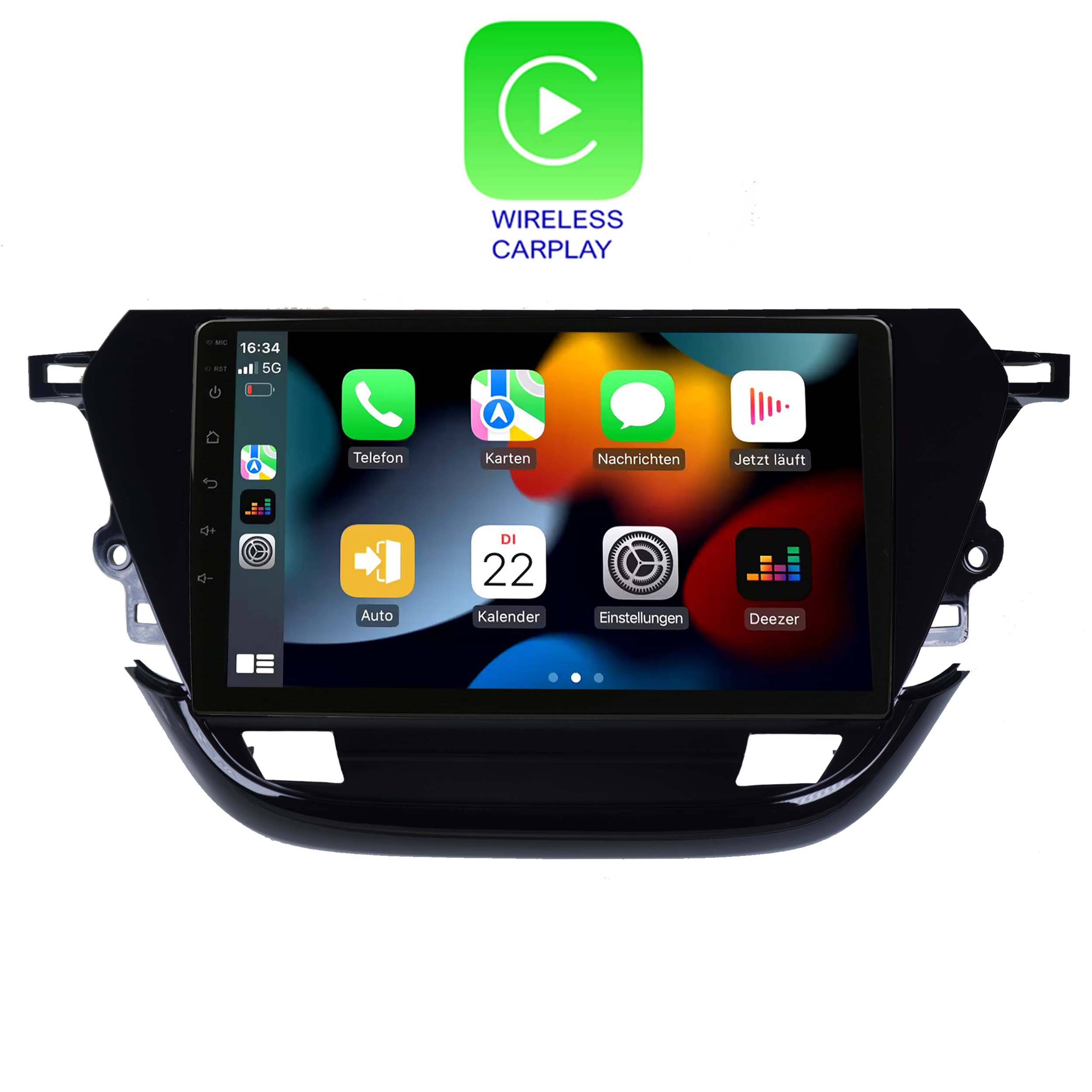 Autodisplay mit Telefonoberfläche, das App-Symbole wie 