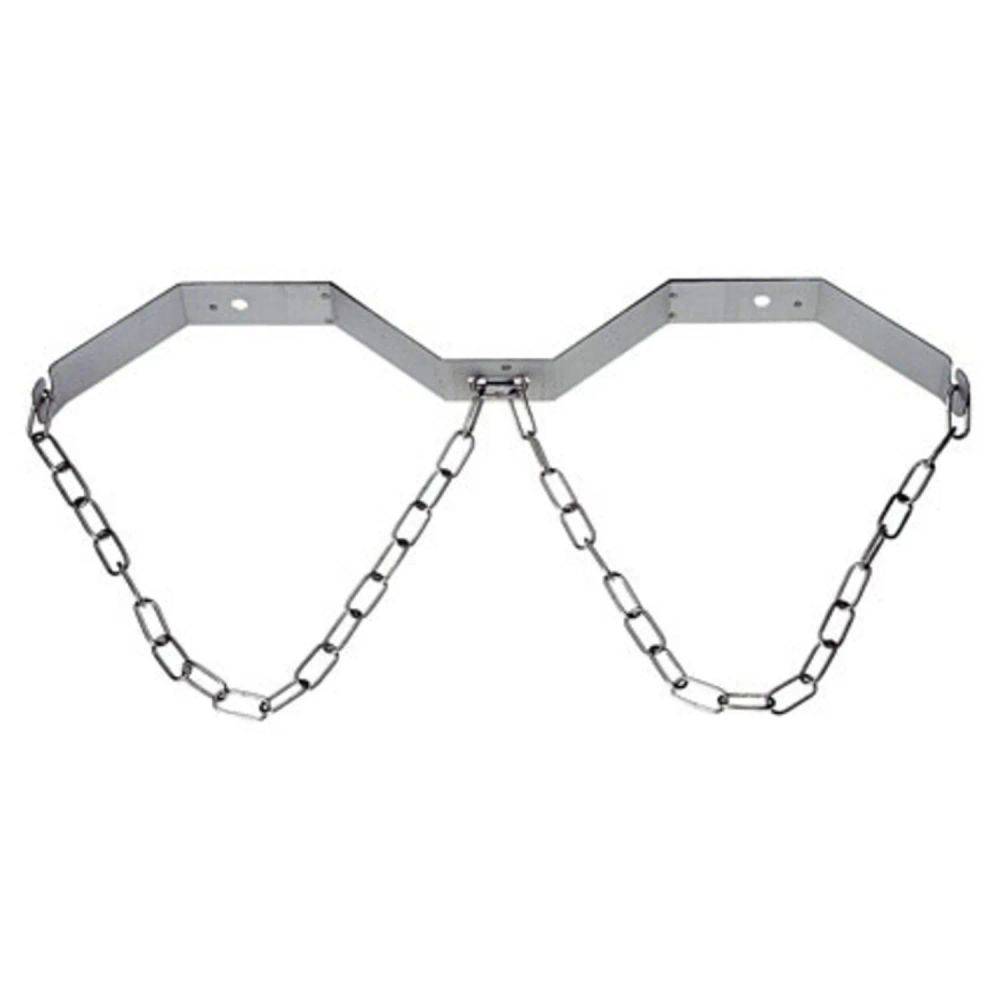 Metallwandhalterung mit zwei tragenden Ketten, die nach unten verlaufen.