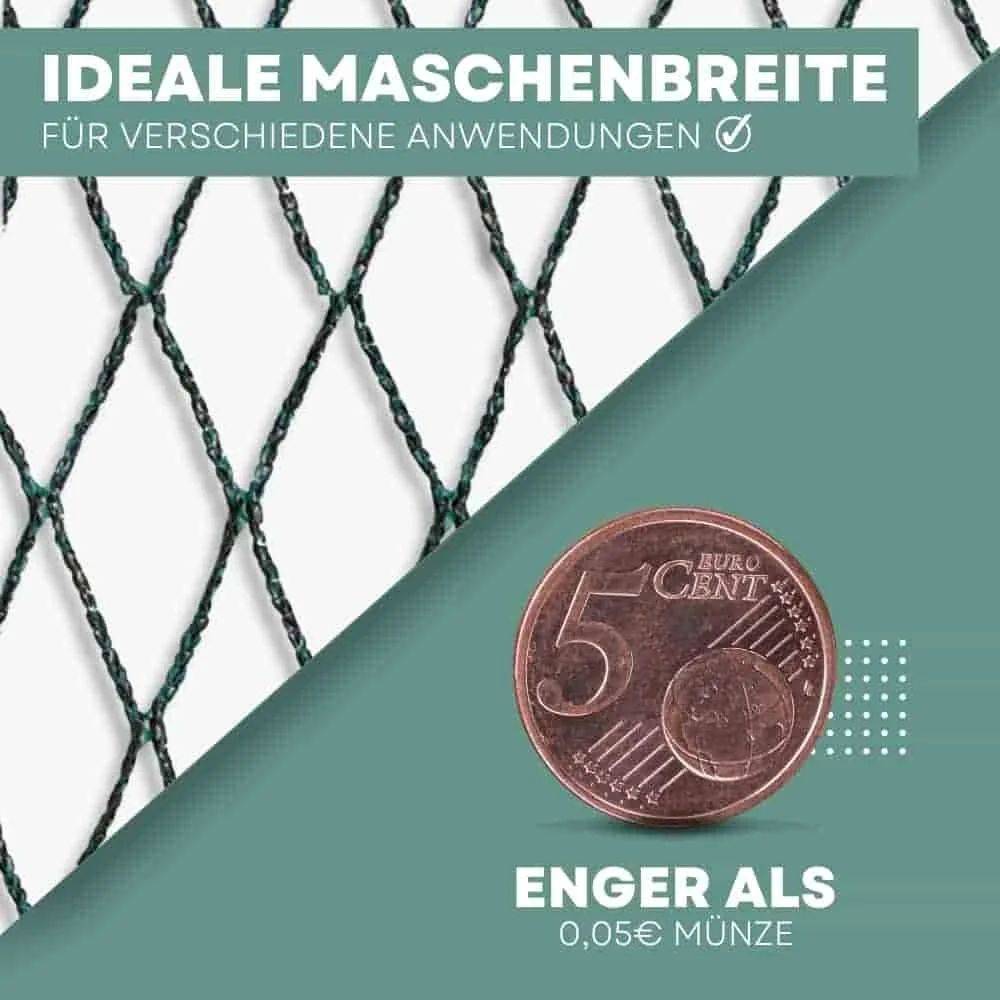 Netzgeflecht mit Text „Ideale Maschenbreite für verschiedene Anwendungen