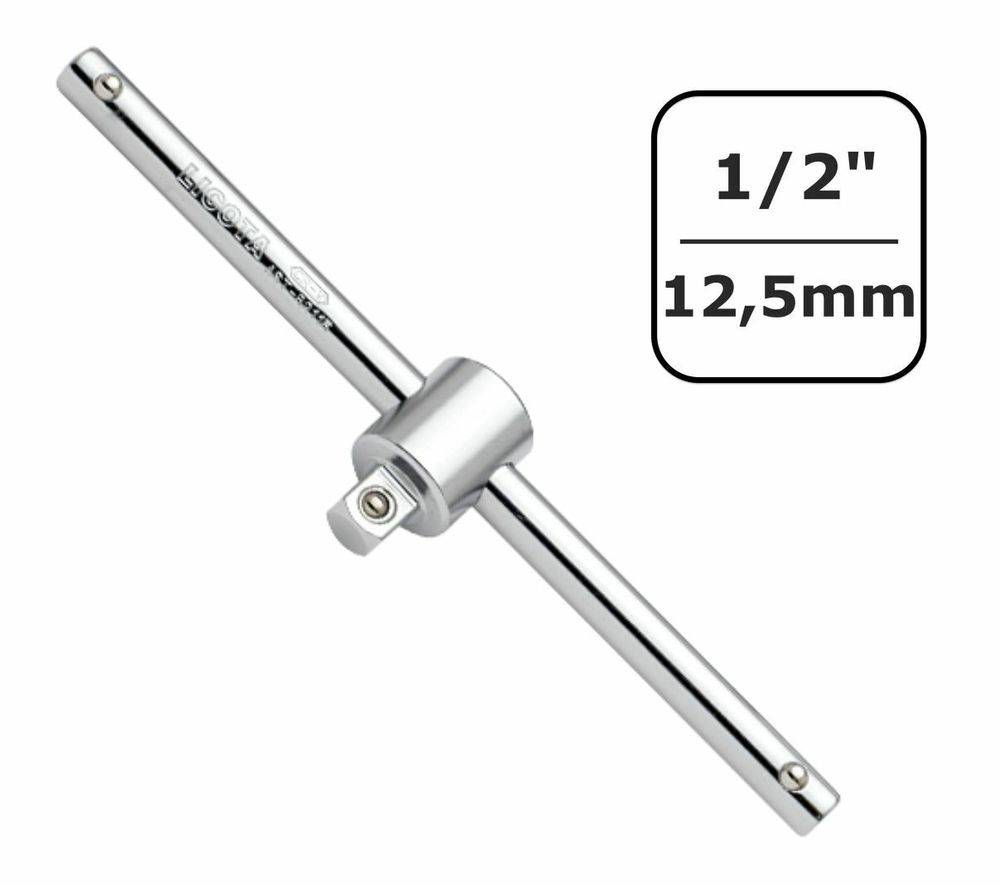 Eine T-förmige Brechstange mit einer 1/2-Zoll-Antriebsgröße (12,5 mm), ausgestattet mit einem langen Griff für Drehmomentbelastung.