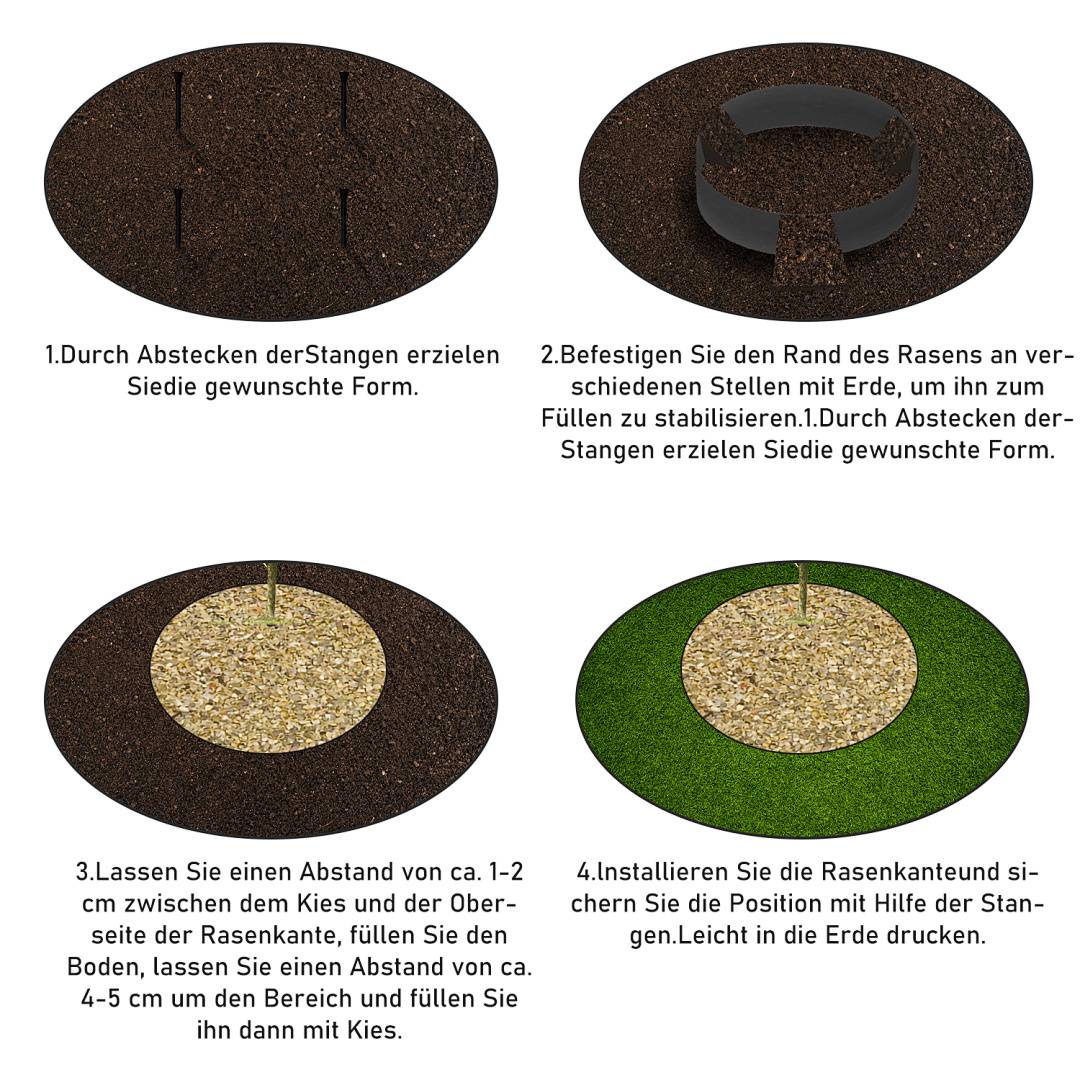 1000 x 10 x 0.2cm Rasenkante PE Kunststoff Beeteinfassung Flexible Rasenbegrenzung Beetumrandung Mähkante Wurzelsperre Braun