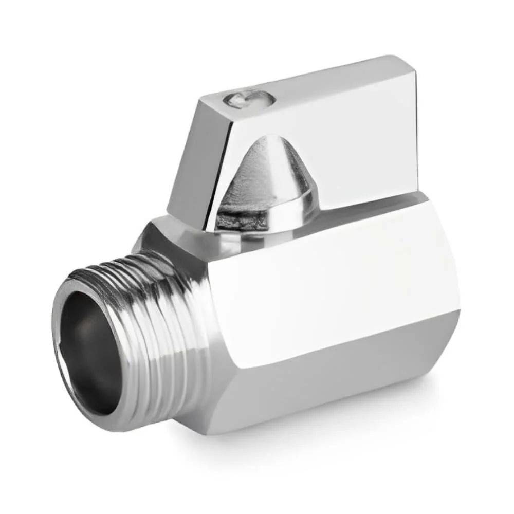 Ein Kugelventil aus Metall mit Hebelgriff, entwickelt zur Steuerung des Wasser- oder Gasflusses in einem Rohrleitungssystem.