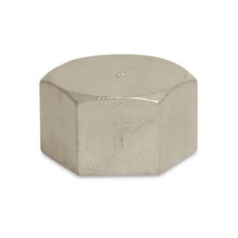 Eine sechskantige Metallschraube, die vor einem einfachen Hintergrund gezeigt wird.