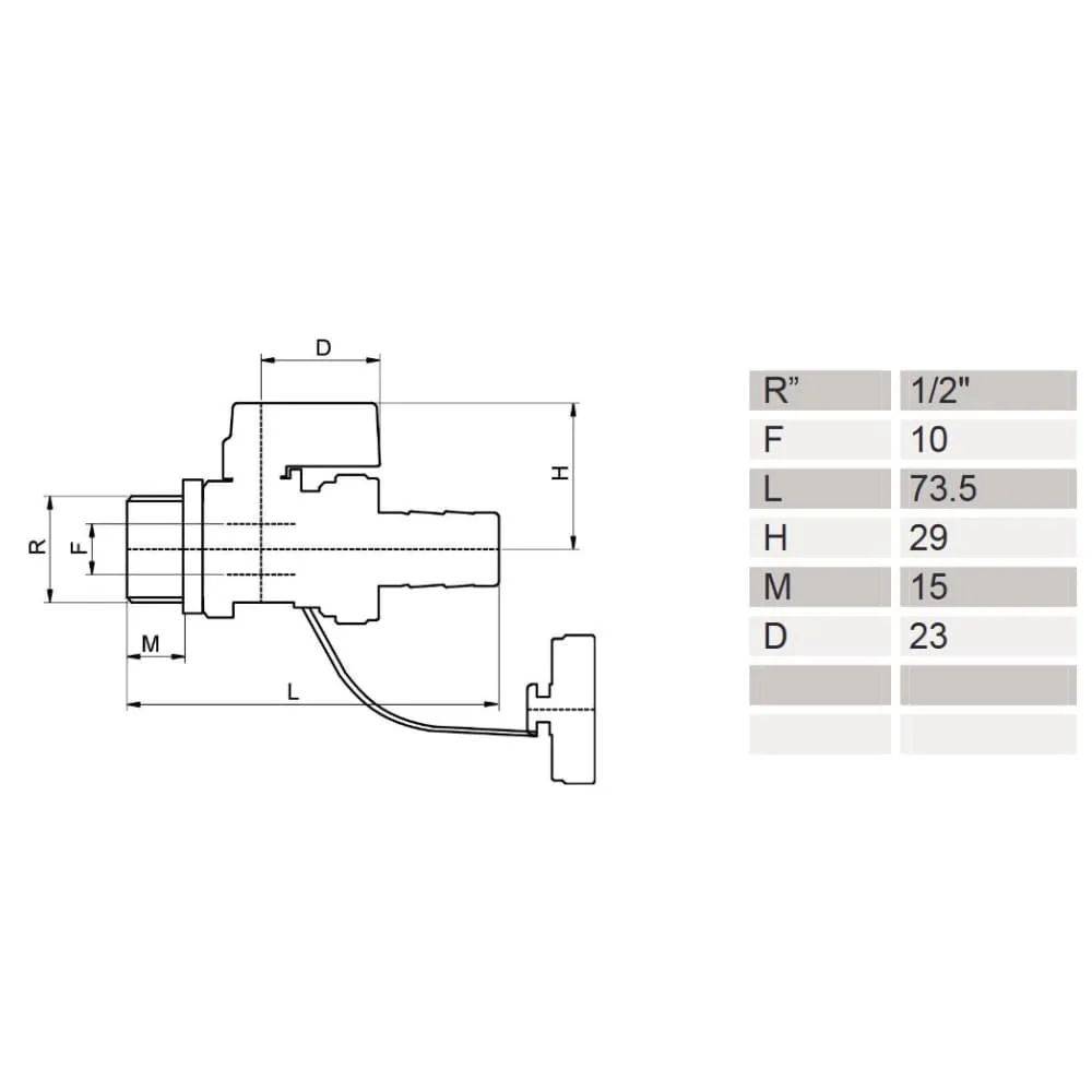 „Technische Zeichnung eines mechanischen Bauteils mit beschrifteten Abmessungen: R