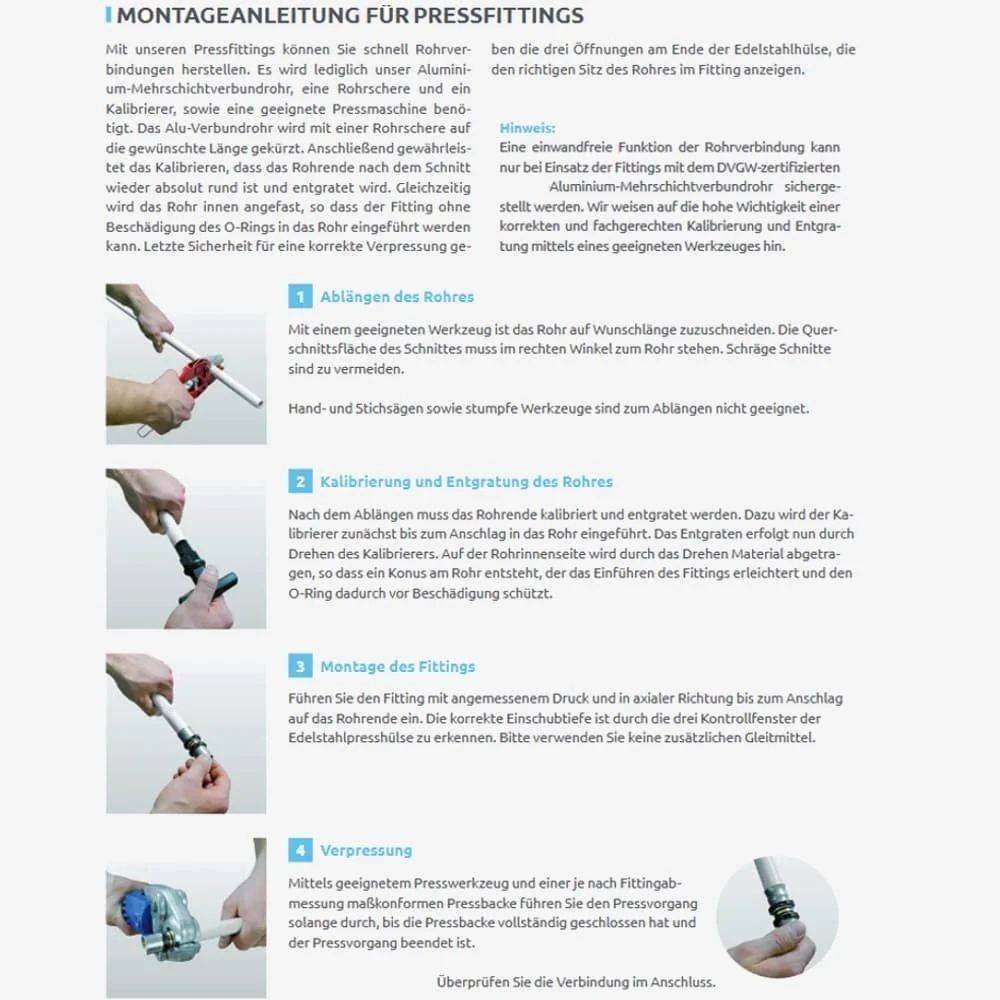 Pressfitting Winkel Übergangswinkel 16mm Made in Germany