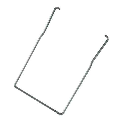 Eine metallische U-förmige Klammer mit geraden, verlängerten Armen und abgerundeten Enden, häufig zum Befestigen oder Stützen von Objekten verwendet.