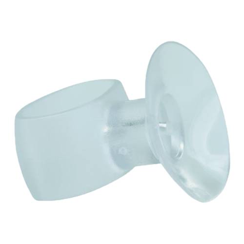 Ein Glashaken mit Mattglas und rundem Sockel, geeignet für leichte Gegenstände auf glatten Oberflächen.