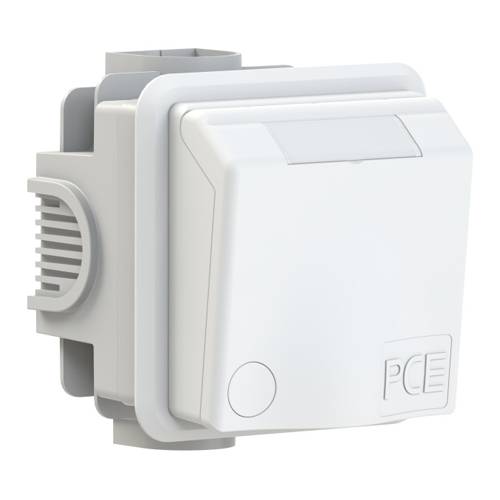 Ein weißer Elektroschalter mit der Beschriftung 