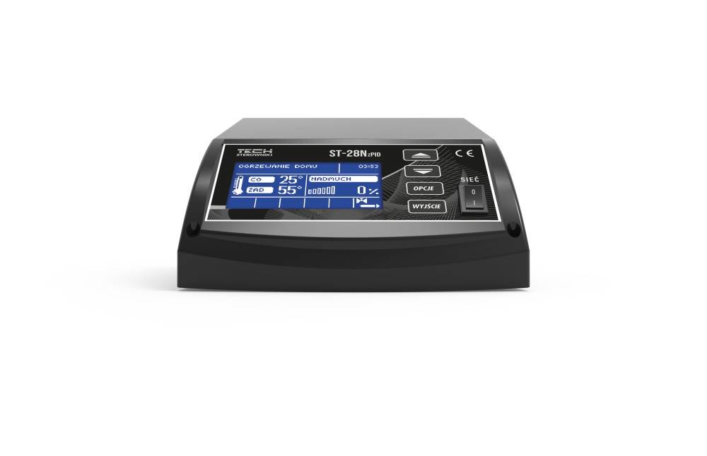 Bedienfeld eines Geräts mit digitaler Anzeige, die Temperatur zeigt „CO 25°