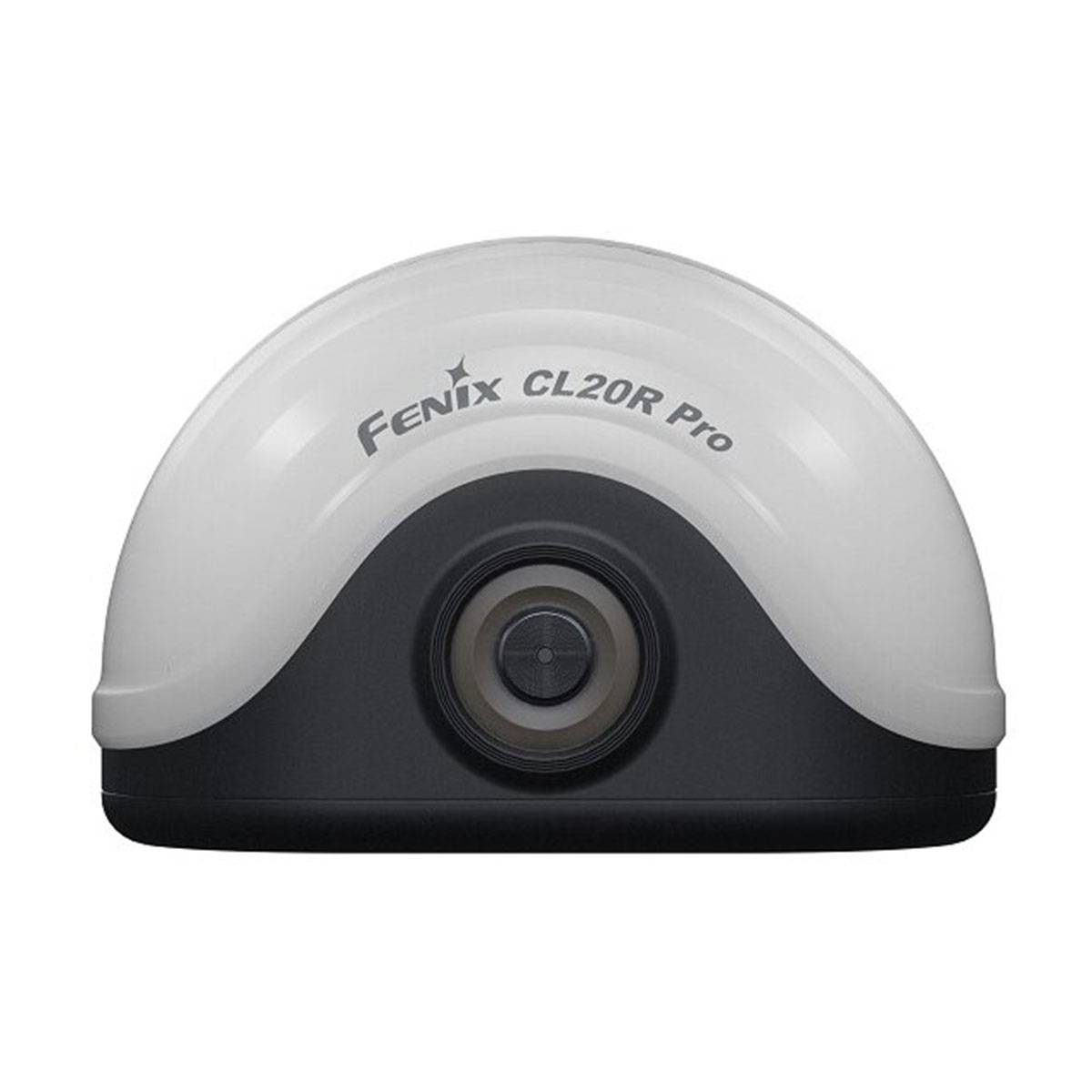 Eine kuppelförmige weiß-graue LED-Laterne mit der Bezeichnung „Fenix CL20R Pro