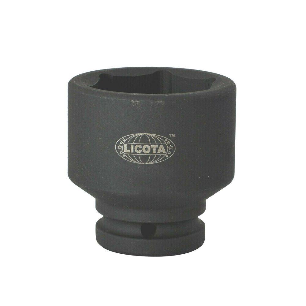 Eine schwarze Licota-Steckdose mit einer kreisförmigen Öffnung, die zum Anziehen oder Lösen von Muttern und Bolzen verwendet wird. Das Markenlogo „LICOTA