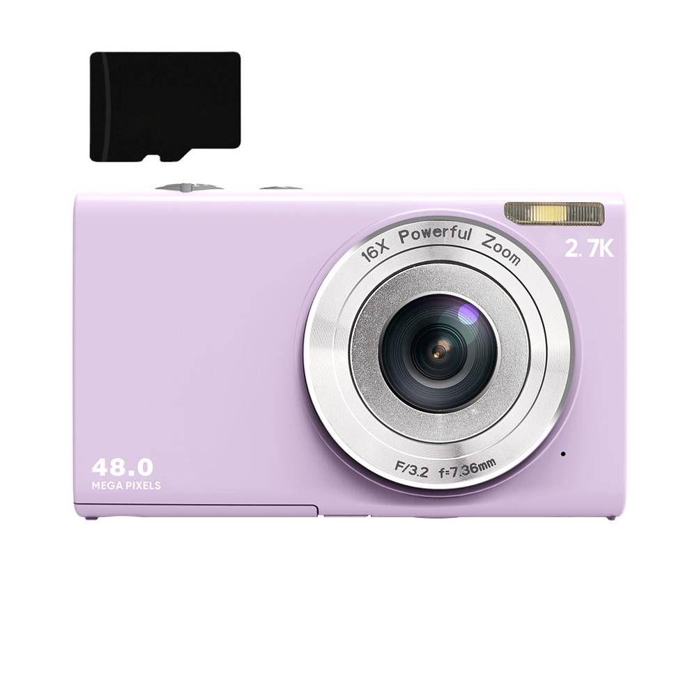 Eine rosa digitale Kamera mit „48.0 Mega Pixels