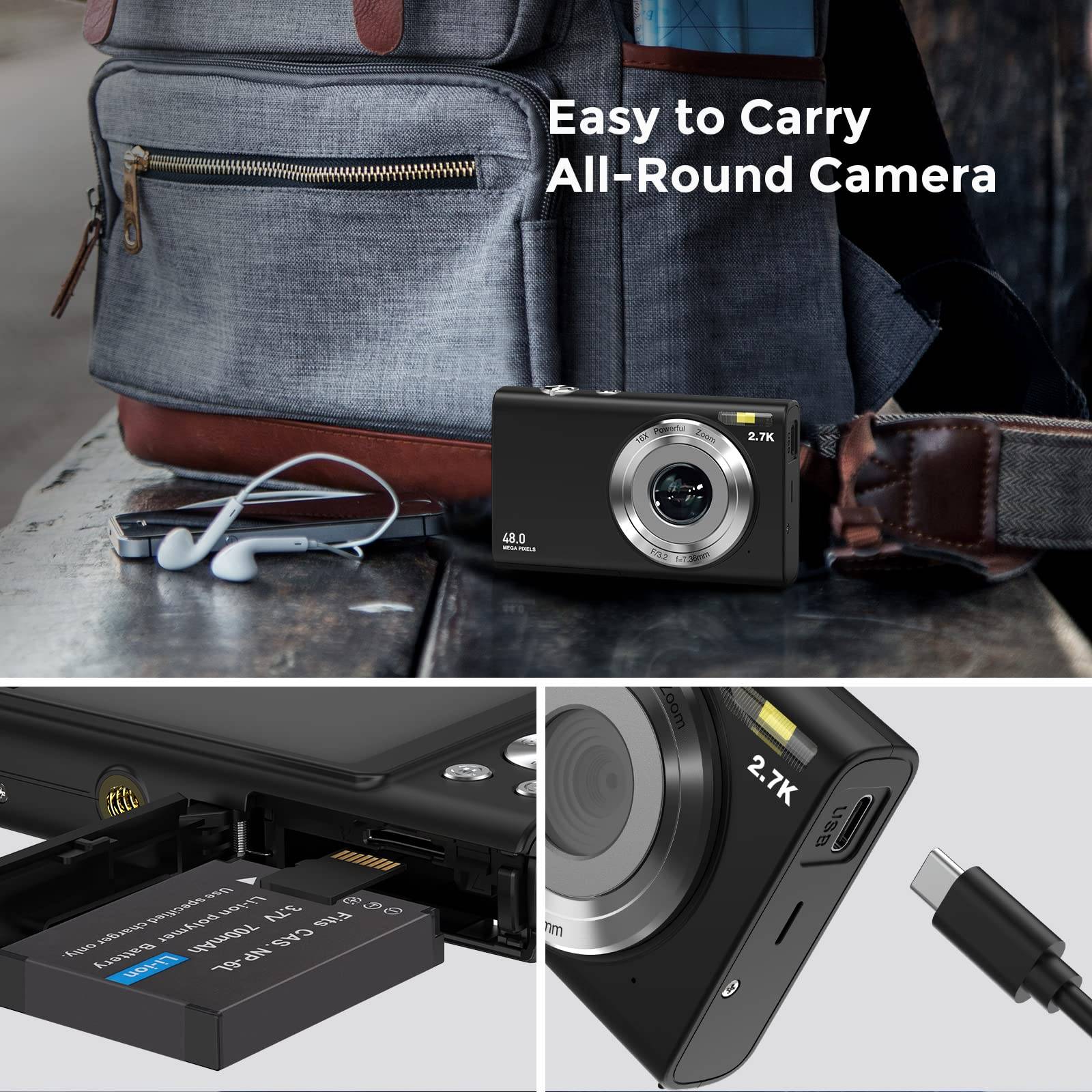 Eine Digitalkamera mit den Bezeichnungen „2,7K