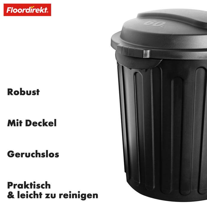 Schwarze Mülltonne der Marke „Floordirekt