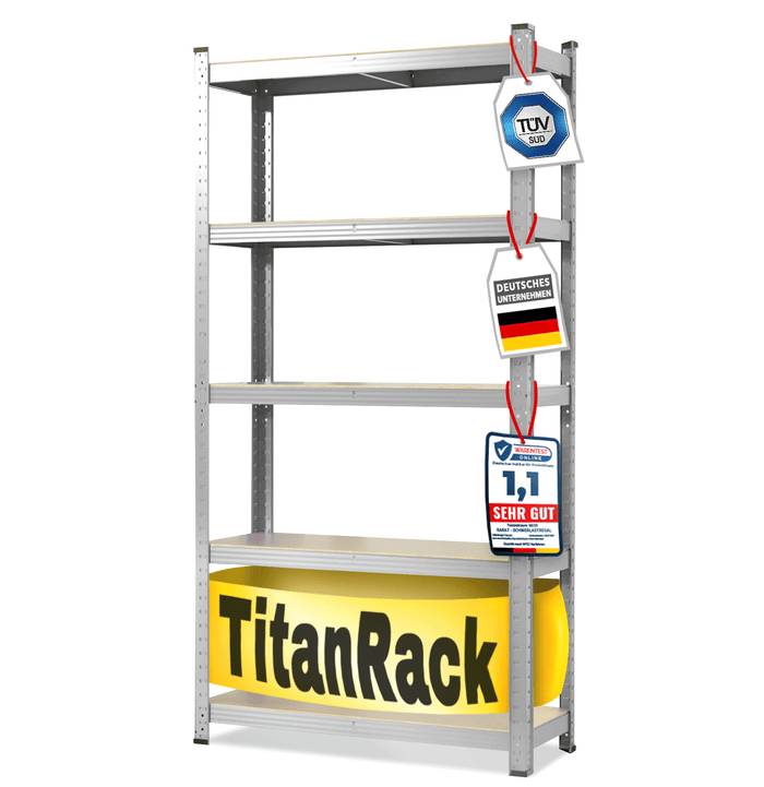 KARAT Schwerlastregal Grizzly - Bis zu 1250 kg Traglast - Schnelle Montage durch Stecksystem - 180 x 90 x 60 cm - Verzinkt