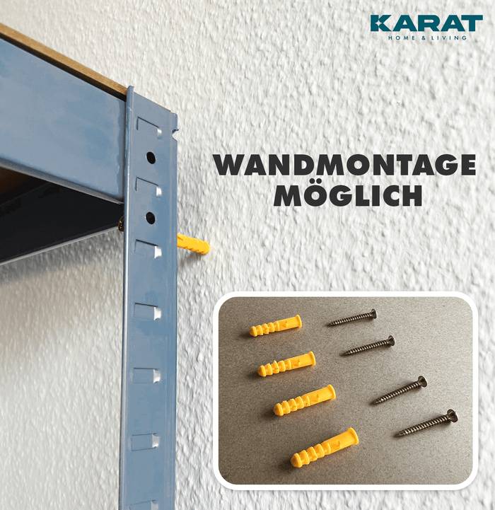 KARAT Schwerlastregal Grizzly - Bis zu 1250 kg Traglast - Schnelle Montage durch Stecksystem - 220 x 90 x 45 cm - Grau-Anthrazit