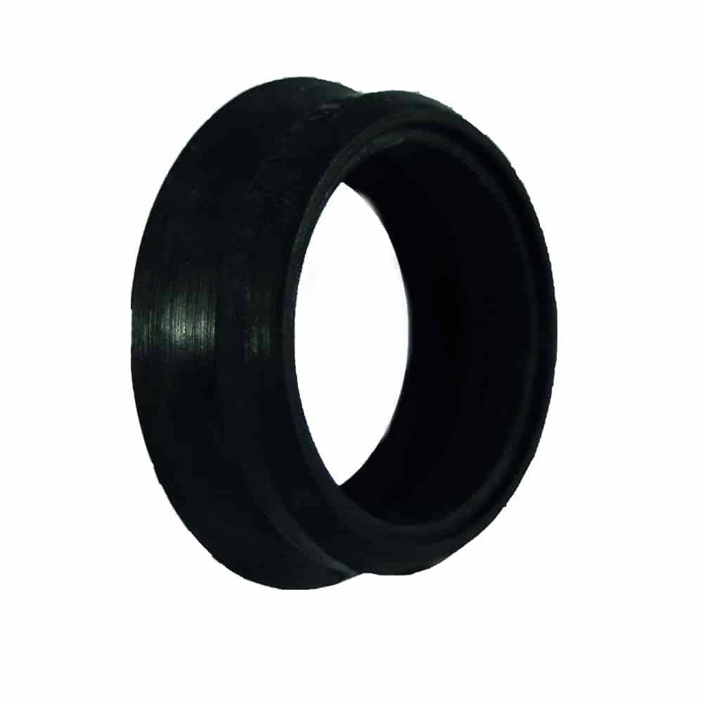 Ein schwarzer Gummiringmit einer glatten, zylindrischen Form, wahrscheinlich zur Verwendung als Dichtung oder Dichtring in mechanischen oder Sanitäranwendungen.