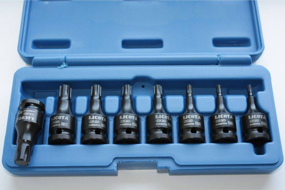 Schlagschrauber Nüsse Set 8-teilig Ribe M4-M14 1/2 Zoll Cr-Mo