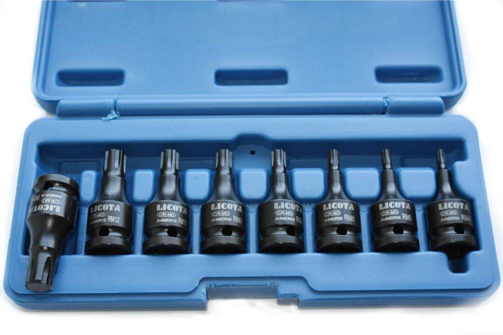 Schlagschrauber Nuss Set 8-teilig Cr-Mo Ribe Nüsse 1/2 Zoll