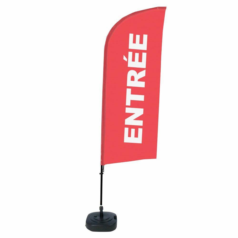 Rote Flagge mit dem Wort „ENTRÉE