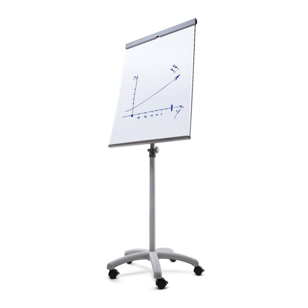 Ein Flipchart mit einem handgezeichneten Liniendiagramm, das einen Aufwärtstrend zeigt. Das Diagramm enthält beschriftete Achsen und aufgetragene Datenpunkte.