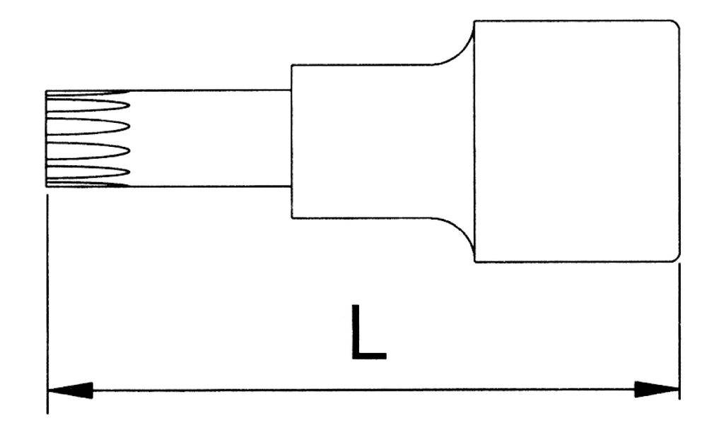 Eine Strichzeichnung zeigt ein Rohr mit der Bezeichnung „L