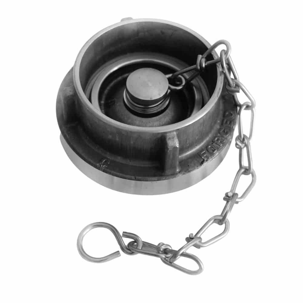 Eine Metallkette, die an einem Stöpsel und einem Ring befestigt ist und häufig zum Sichern oder Unterbrechen des Durchflusses in Rohren oder Behältern verwendet wird.