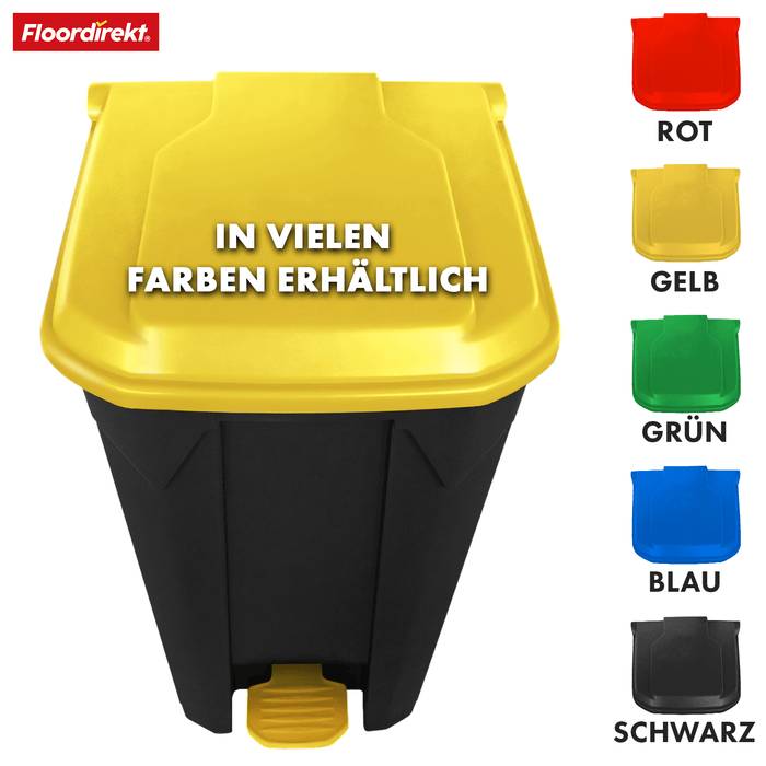 FLOORDIREKT Mülleimer Olaf - Robuster Step-On Abfalleimer - In verschiednenen Farben & Größen erhältlich - 50 Liter - Gelb