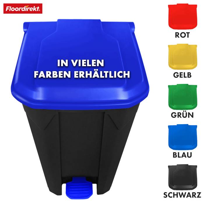 FLOORDIREKT Mülleimer Olaf - Robuster Step-On Abfalleimer - In verschiednenen Farben & Größen erhältlich - 50 Liter - Blau
