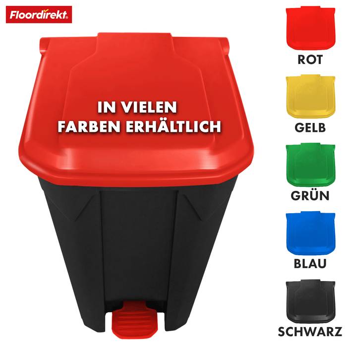 FLOORDIREKT Mülleimer Olaf - Robuster Step-On Abfalleimer - In verschiednenen Farben & Größen erhältlich - 100 Liter - Rot