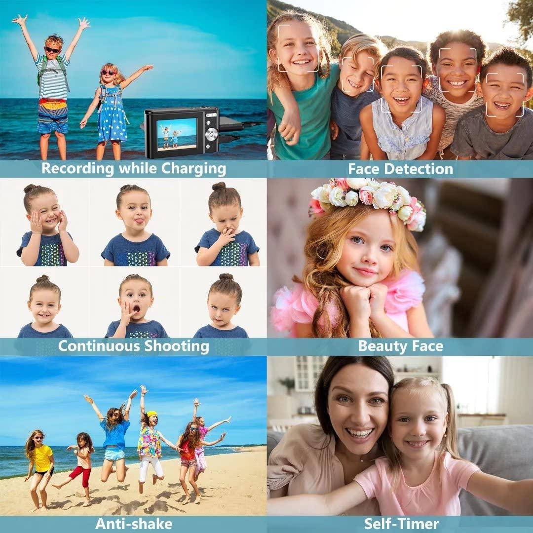 Eine Collage mit verschiedenen Kamerafunktionen: „Während des Aufladens aufnehmen