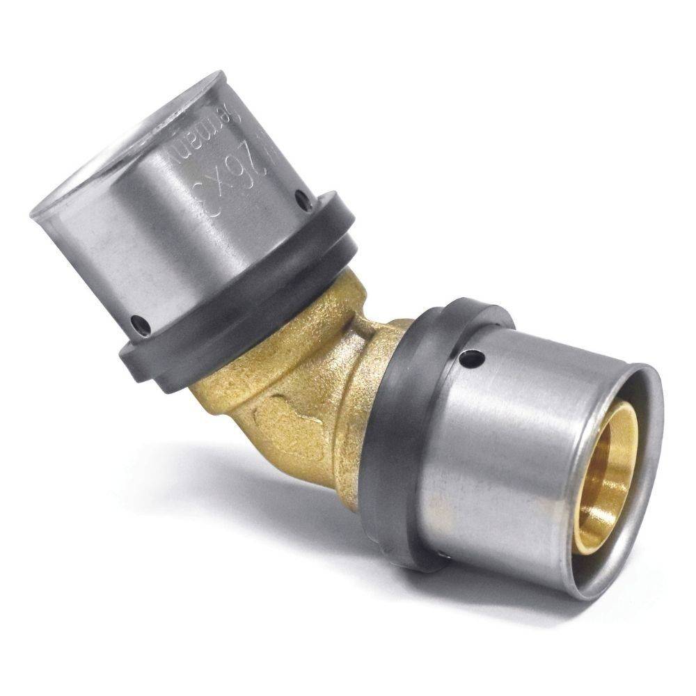 Ein Messinginstallationsfitting mit zwei metallischen Enden, entworfen zum Verbinden von Rohren, mit robuster und langlebiger Konstruktion.