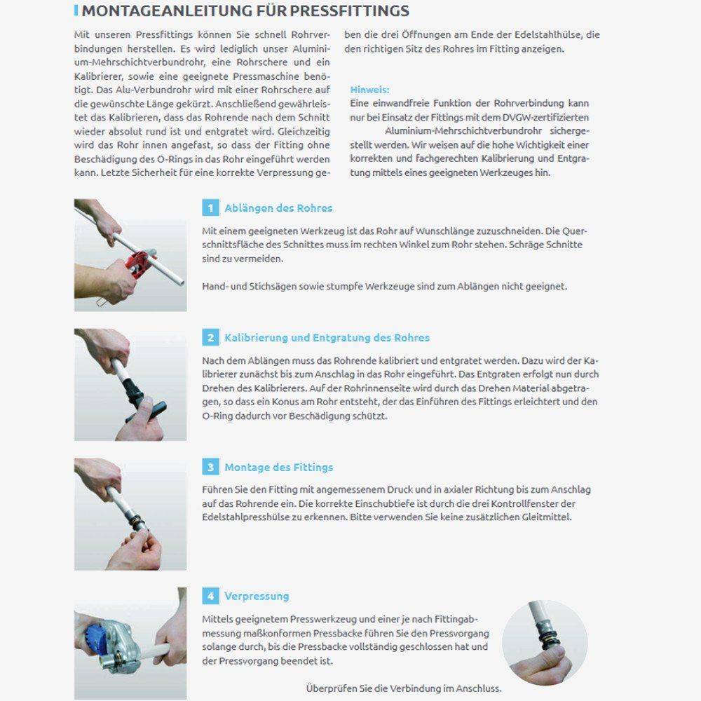 Pressfitting 32mm Winkel 45 Grad Pressfitting DVGW