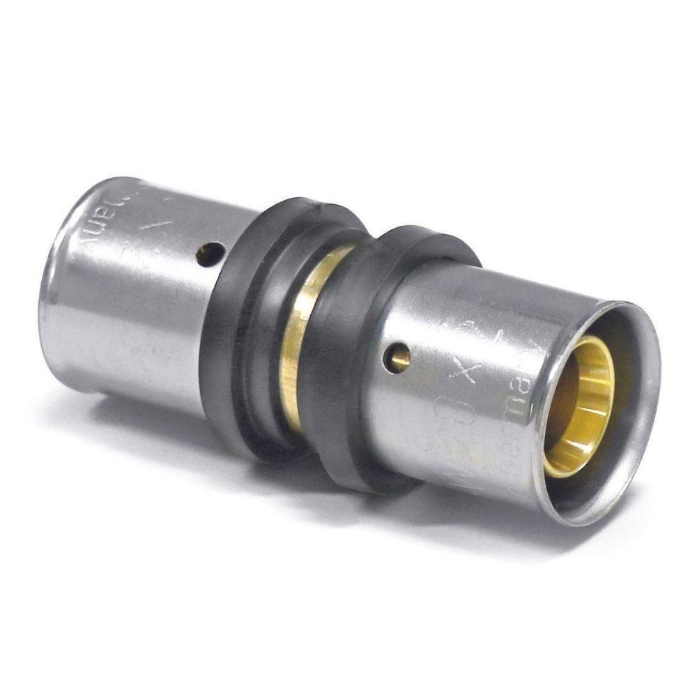 Eine Metallklempnerfitting mit doppelter Gummidichtung und Messingring, entwickelt für sichere Rohranschlüsse in Wasser- oder Gassystemen.