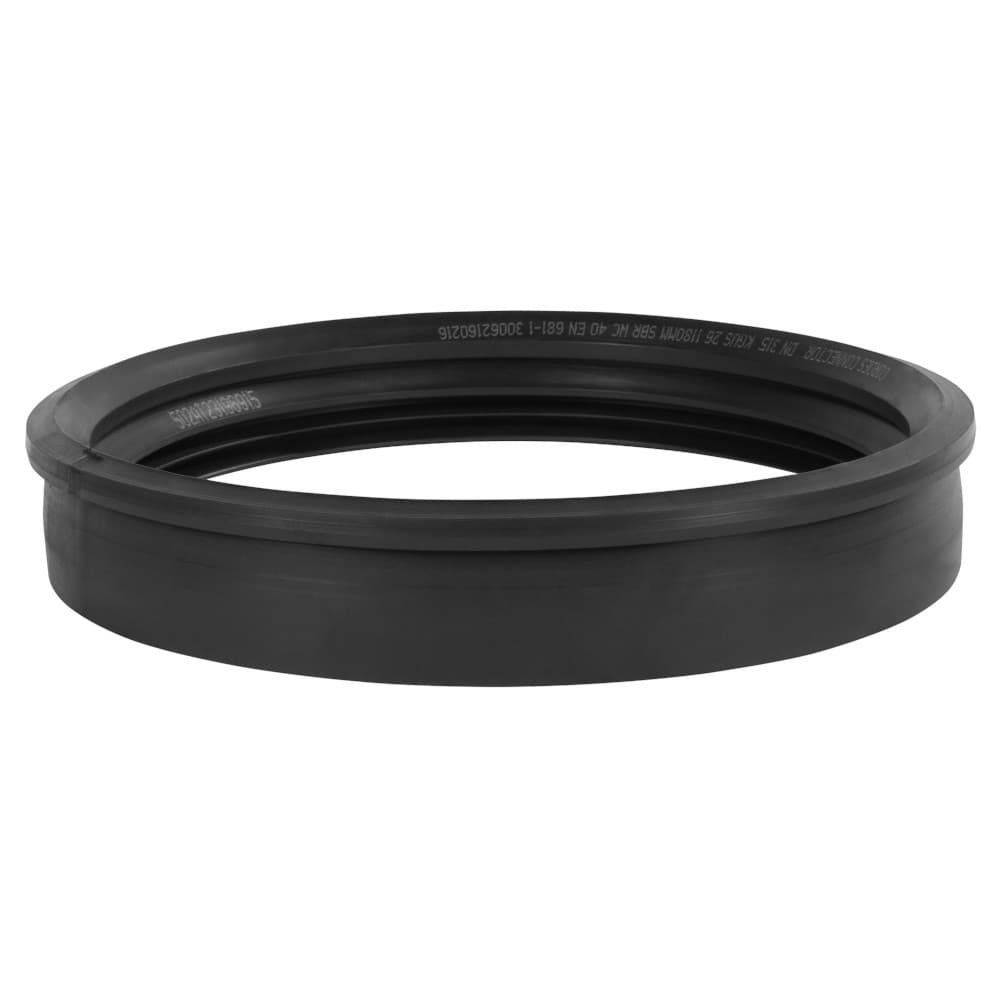 Schwarzer Gummidichtungsring, rund, mit glatter Oberfläche, verwendet als Dichtung in Rohrleitungen oder Maschinen, vor weißem Hintergrund.