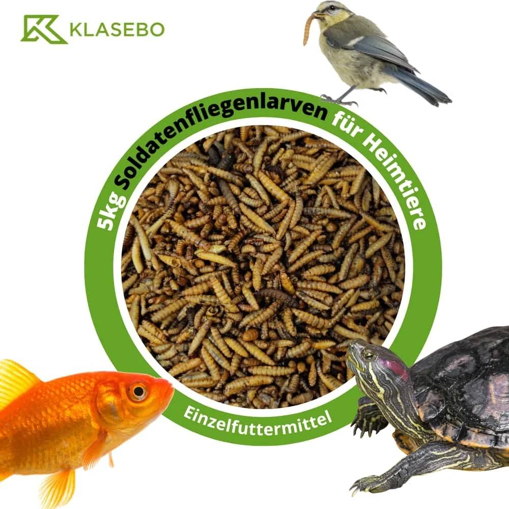 Produktbild von 5 kg Soldatenfliegenlarven-Tierfutter, mit der Bezeichnung „Einzelfuttermittel
