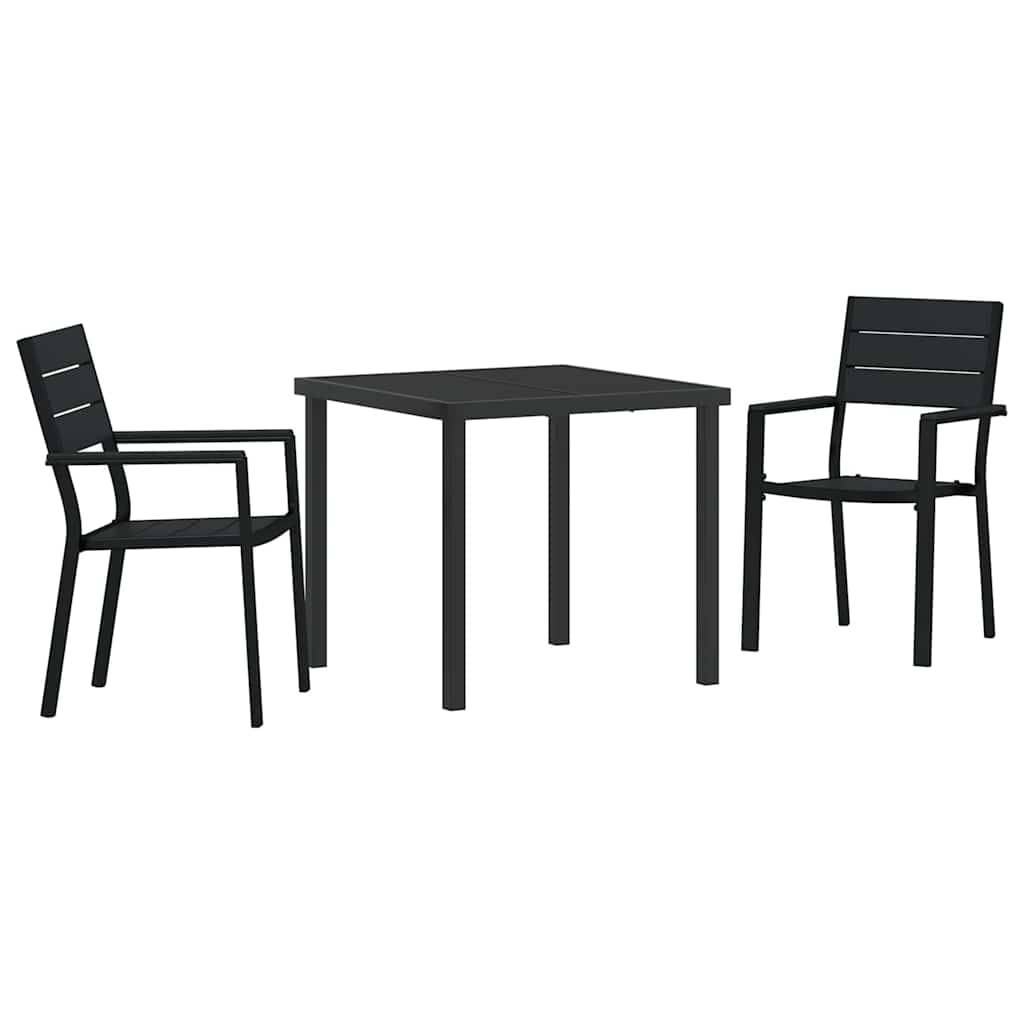 vidaXL Garten Essgruppe 3 pcs Schwarz Pulverbeschichteter Stahl