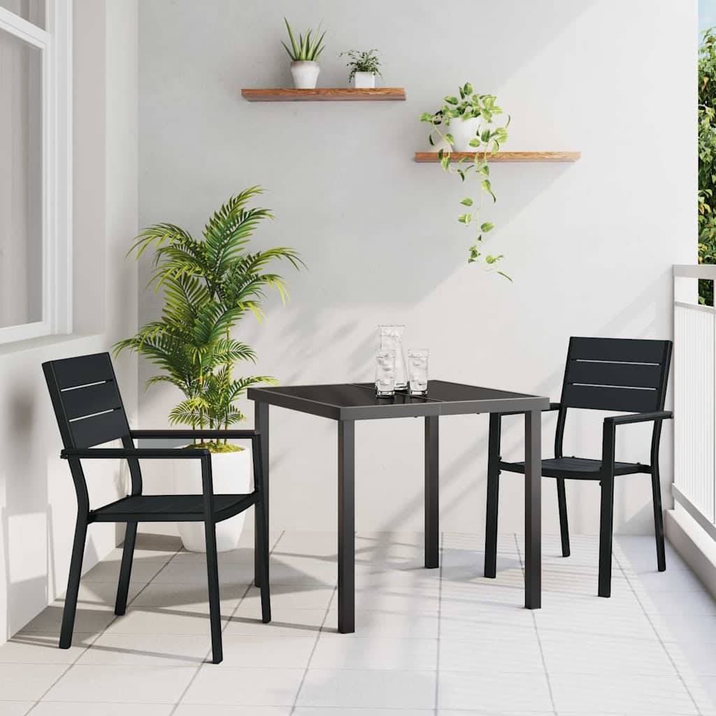 vidaXL Garten Essgruppe 3 pcs Schwarz Pulverbeschichteter Stahl